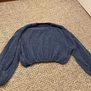 soft blue felt long sleeved shirt.